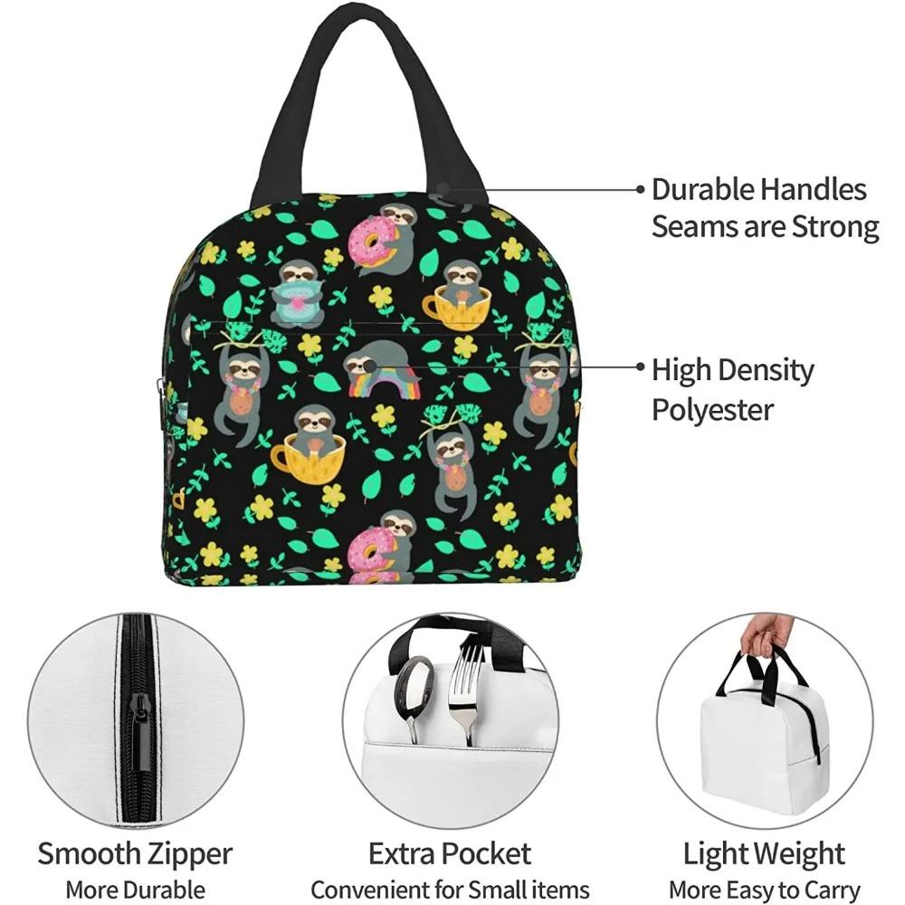 Sloth Lunch Bag for Women Men Insulated Lunch Box Washable Cooler Tote Bag Reusable Lunch Bags for Office Work Picnic Beach