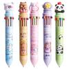 12-Color Push-Type Cartoon Ballpoint Pen: Cute, Multifunctional Medium Oil Pen