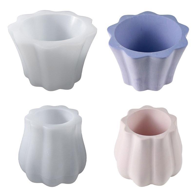 DIY Flower Pots Silicone Mold Lace Waved Vase Ornaments Mold Home Decorations Succulent Resin Mold DIY Handmade Crafts