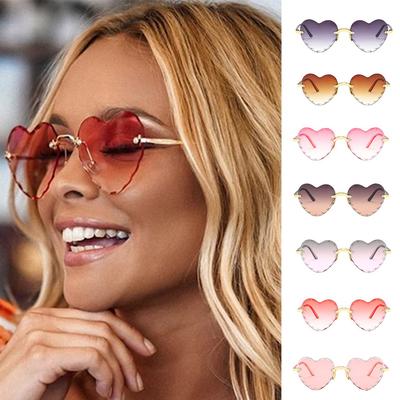 Unisex Fashion Men Women Eyewear Casual Heart Shaped Frameless Sunglasses
