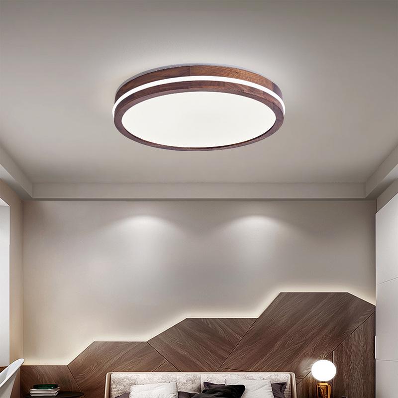 Solid Wood North American Walnut Ceiling Lamp with Full Spectrum Eye Protection for Living Room and Bedroom