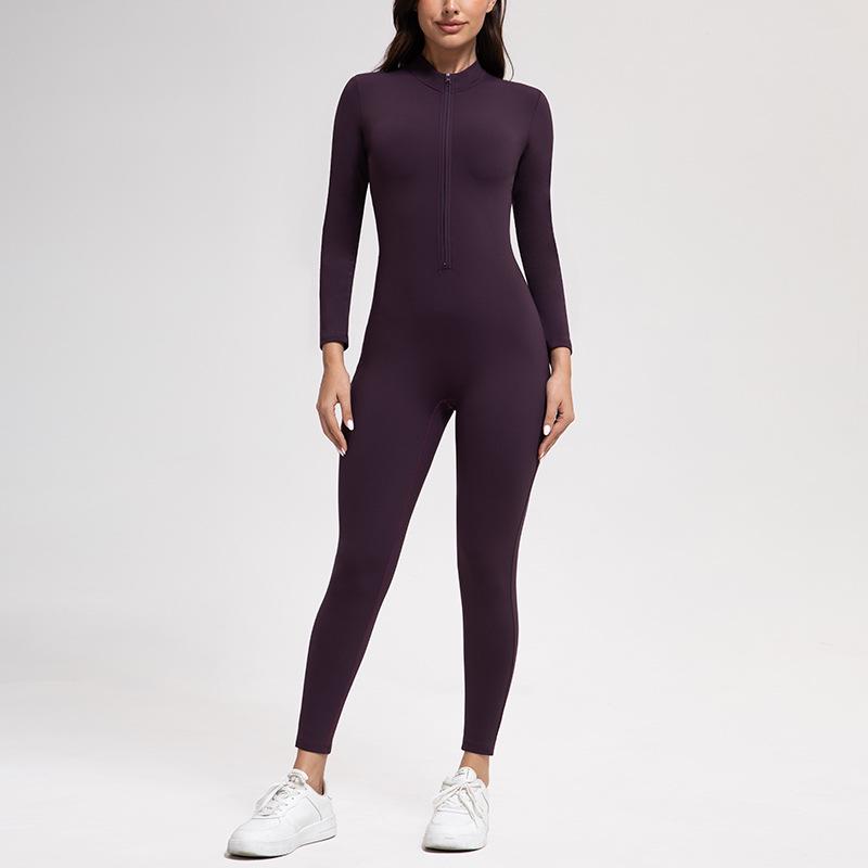 High-Intensity Outdoor Yoga Jumpsuit with Zipper and Velvet for Warmth