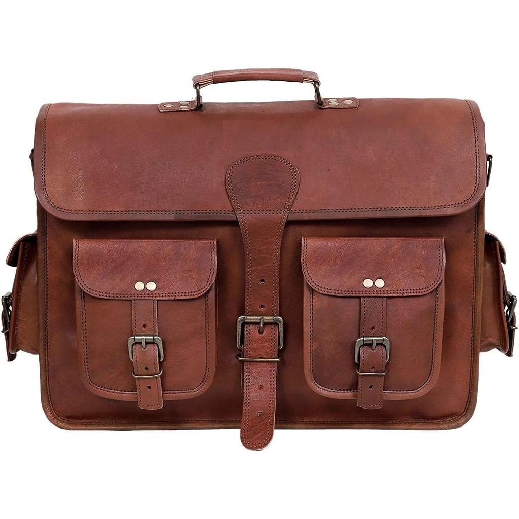 Men's Genuine Vintage Leather Messenger Carry Shoulder Laptop Briefcase Bag