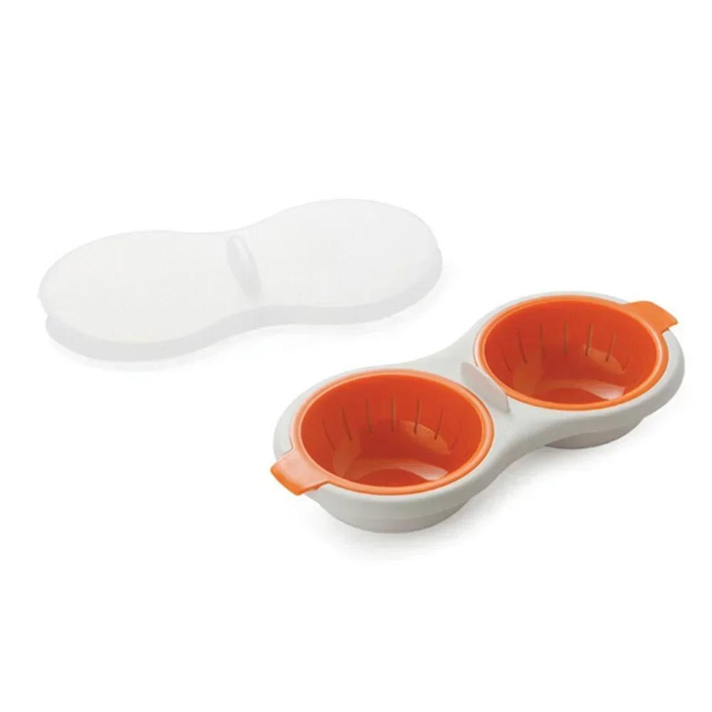 

Draining Egg Boiler Double Cup Egg Boiler Microwave Eggs Stock Layer Egg Cooker Poacher Round Double Innovative Kitchen Tools помаранчевий
