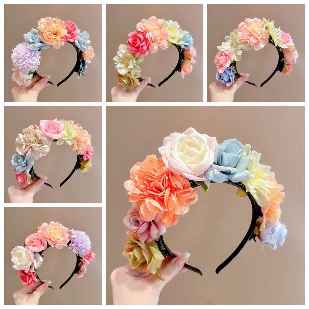 Hair Hoop Floral Garland Colorful Bridal Crown Exquisite Children Flower Headband Women