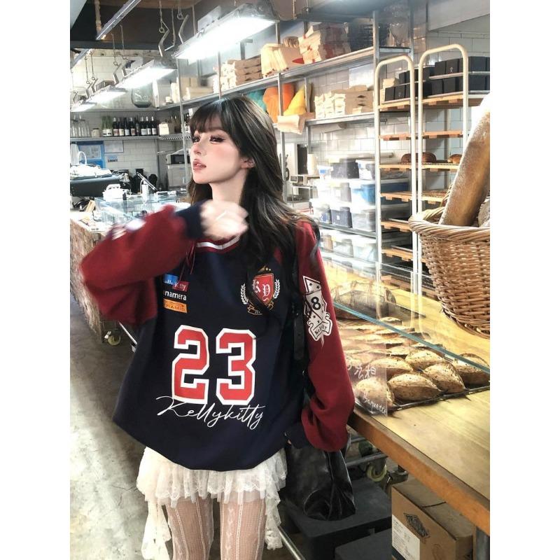 American Citygirl Loose Oblique Shoulder Strap Design Sense Hoodie Women In Early Autumn New Casual Sports Top