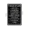 Placa de Metal com Frases Inspiradoras - 10 Regras de Ouro - 7 Regras da Vida - Notas de Sucesso - Pôster em Inglês para Decoração de Parede de Escritório de Empresa