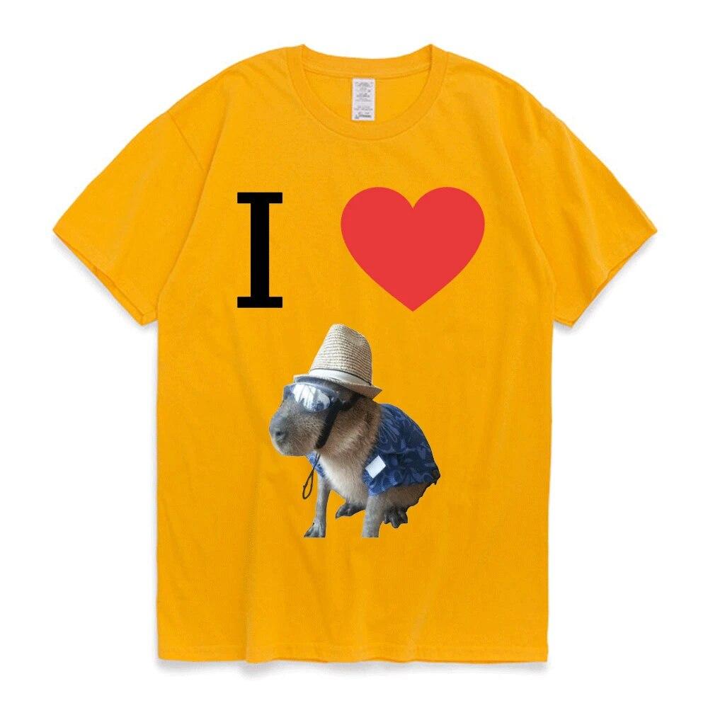 Funny I Heart Capybara T Shirt Kawaii Graphic T-shirts Unisex Women Cotton Casual Short Sleeves Oversized Harajuku Streetwear Tees