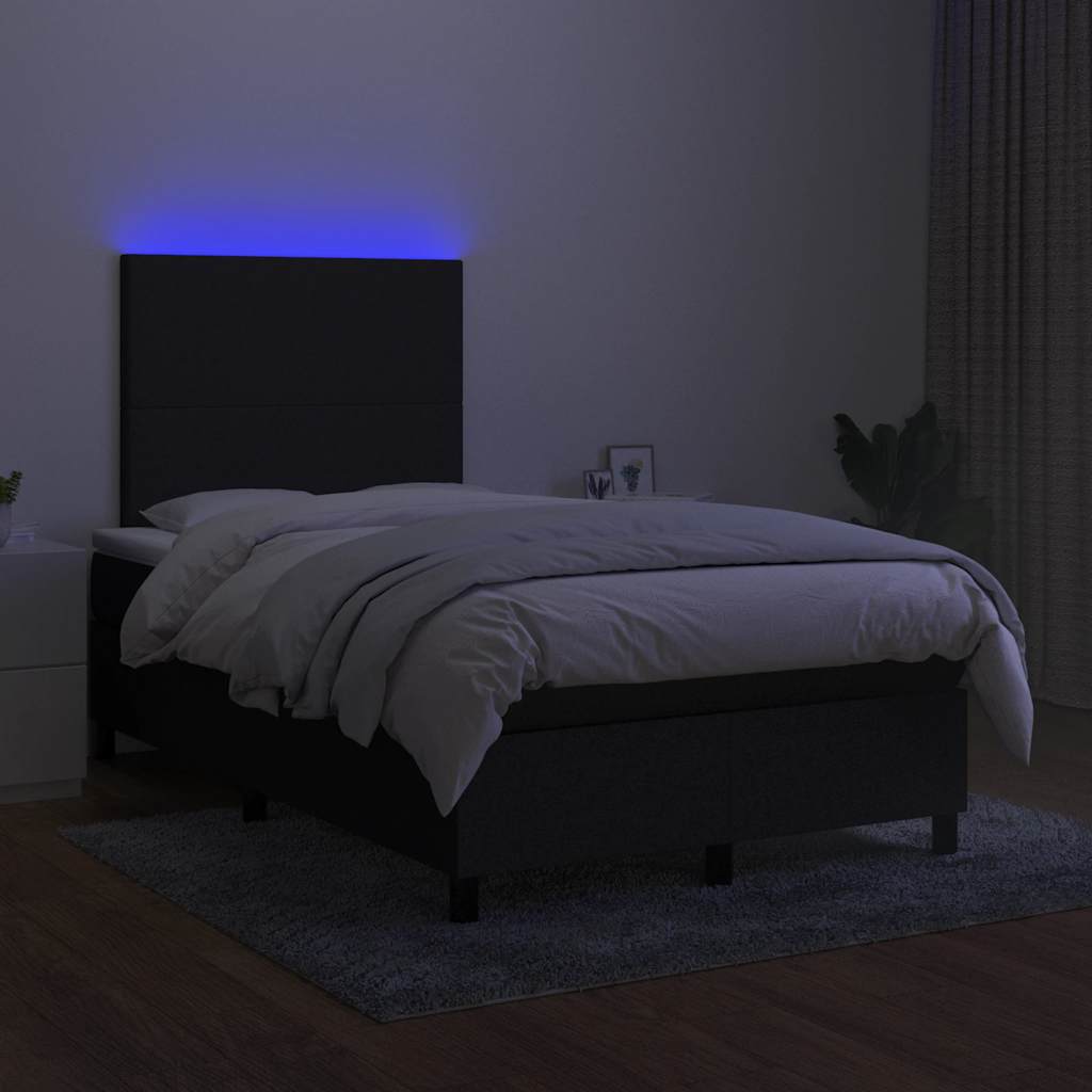 Box Spring Bed with Mattress & LED Black 120 x 190 cm Fabric