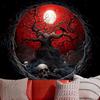 Black Red Anime Tapestry, Gothic Dark Forest Moon Wall Hanging, Nature Skull Withered Tree Landscape Tapestries for Bedroom