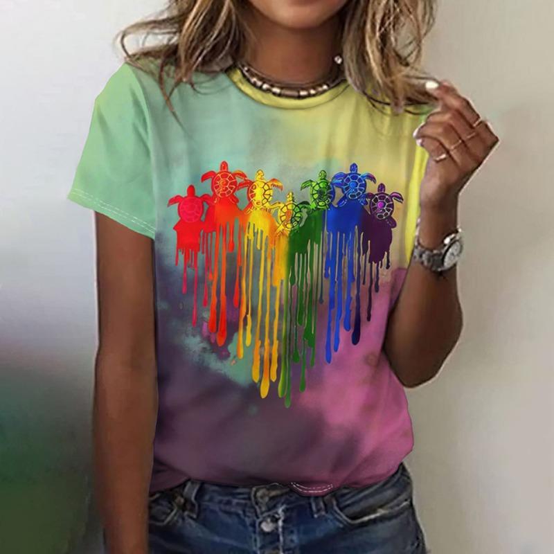 Mode 3D Blume Liebe Druck T Shirt Für Frauen Nette Mädchen Kurzarm Tops Casual Oansatz Lose Pullover Sommer Trend Kleidung