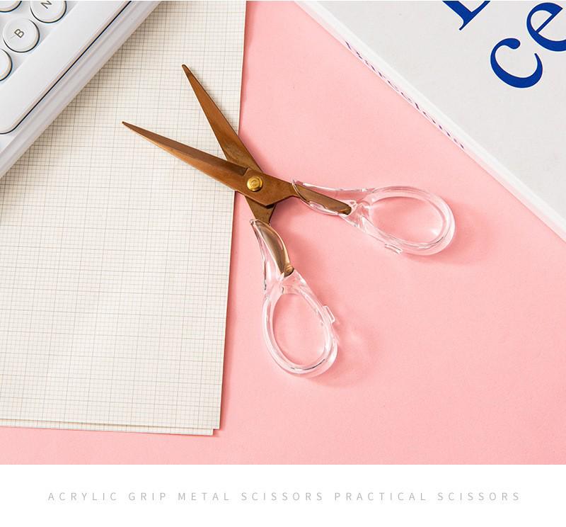 Transparent Rose Gold Acrylic Heavy-Duty Office Scissors for DIY and Student Use