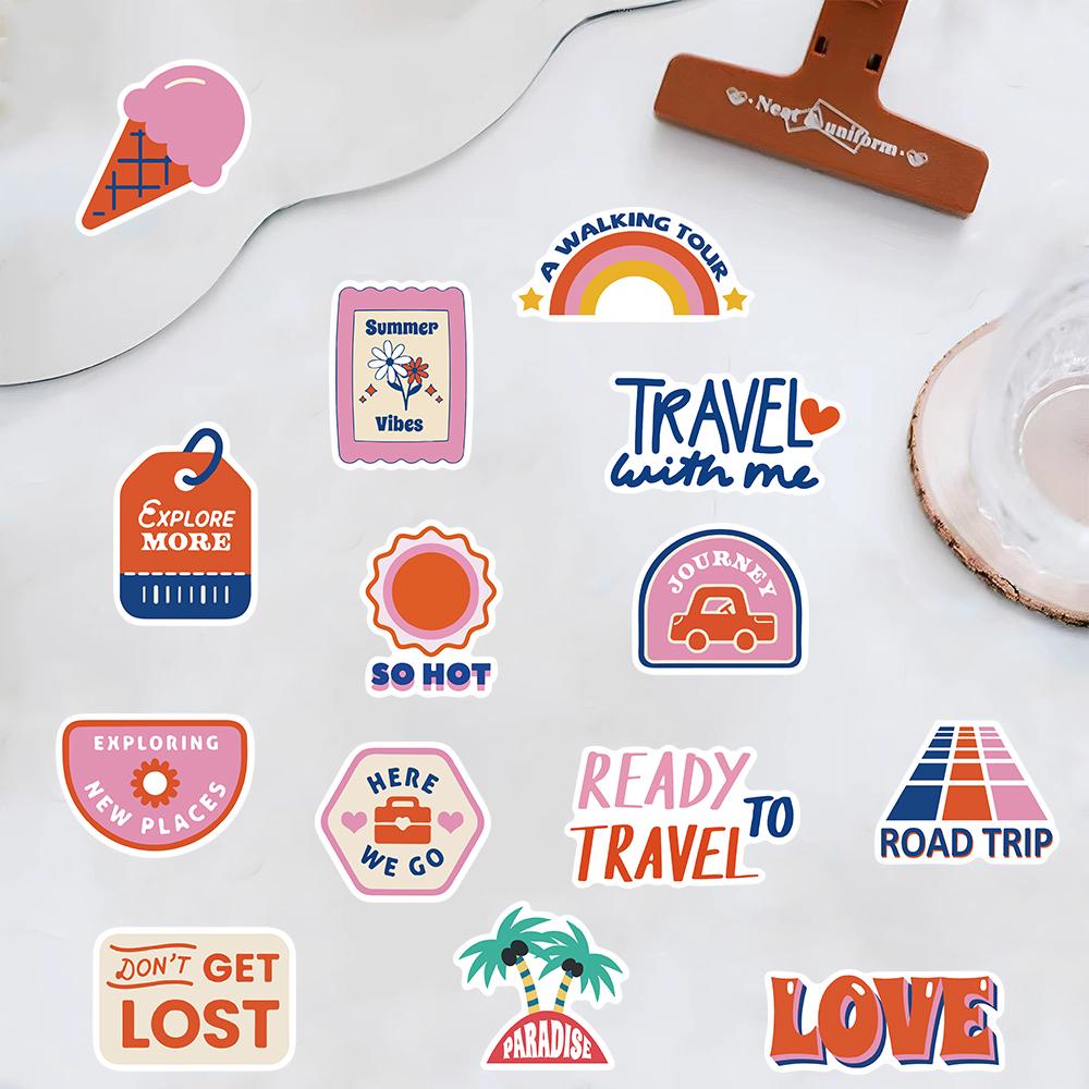 50PCS Travel Stickers Stationary Nostalgia Laptop Luggage Card Aesthetic Creative DIY Gift Art Picture Gifts Coffee Sticker