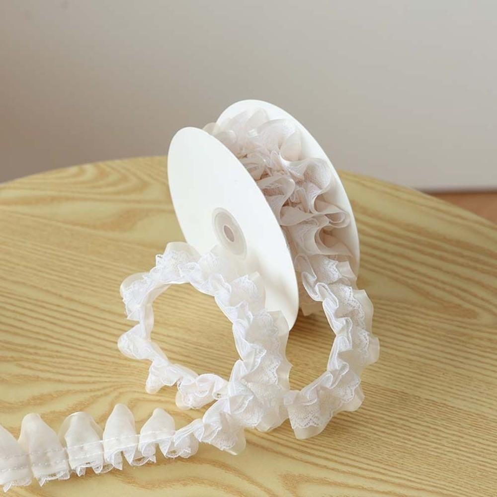 2M Length Ruffled Lace Ribbon 4cm Width Ballet Lace Ribbon Elegant Frilly Lace Trim Sewing Craft