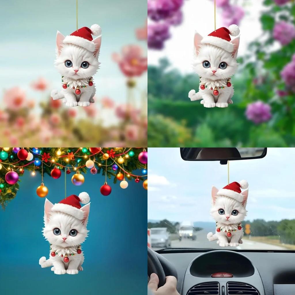 Accessories Acrylic Car Cartoon Cat Pendant Festive Vehicle Decoration Supplies