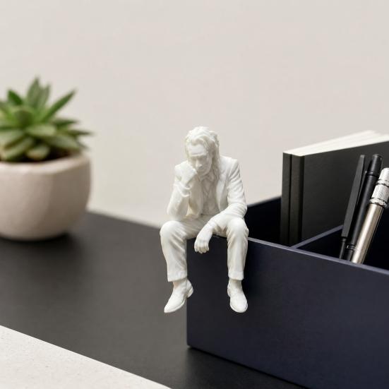 3D Printed Thinker Figurine, Small Upset Clown Shelf Sitter for Living Room Bookshelf Office Desktop Decor