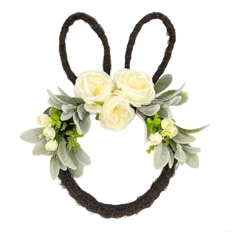 Functional Easter Wreath Decors with Rabbit and Eggs Motifs User Friendly Materials for Multiple Celebration HX6C