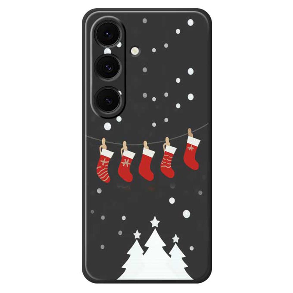 

For Samsung Galaxy S24 FE Case Christmas Stockings Pattern Printing Straight Edge TPU Phone Back Cover Black