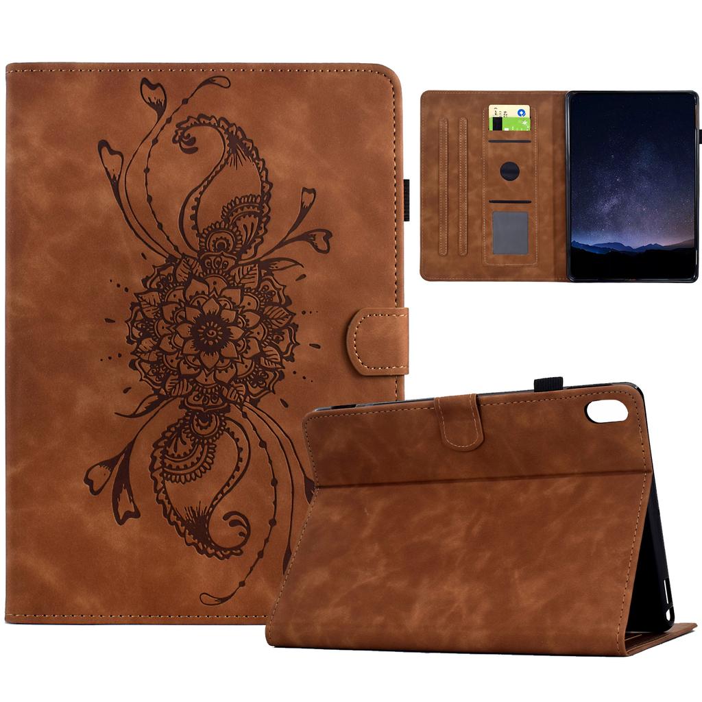 For Samsung Galaxy Tab S11 Case Mandala Imprinted Leather Tablet Cover with Card Slots