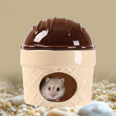 Ceramic Hamster Nest Habitats, Indoor Summer Decorative Hut House Pet Hideout for Dwarf