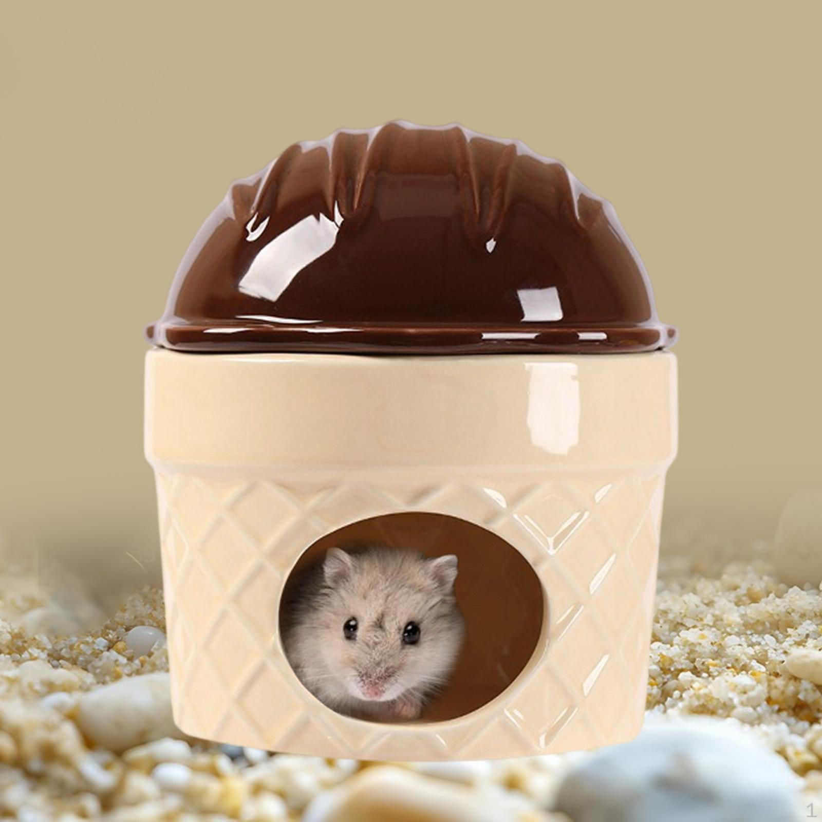 

Ceramic Hamster Nest Habitats, Indoor Summer Decorative Hut House Pet Hideout for Dwarf коричневий