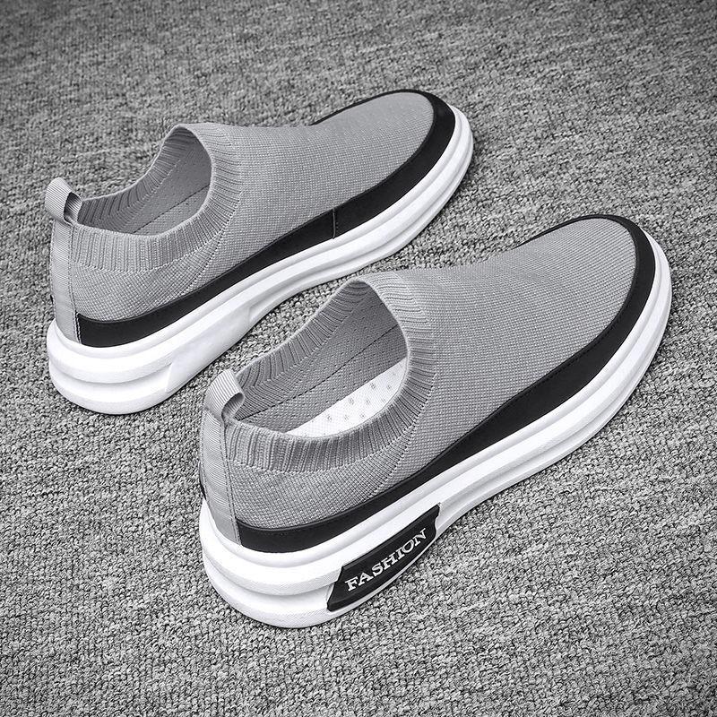 Men's shoes New men's casual sports shoes Flying woven mesh one pedal breathable board shoes Fashion student shoes