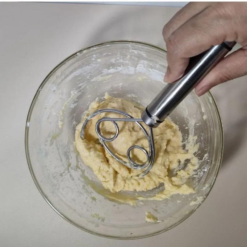 For Kitchen Utensils Kitchens Accessories Cake Pastry Baking Bread Mixer Blender Tool Stainless Steel Manual Dough Mixer Gadgets