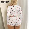 GMXIA Women's Homewear Sexy Casual Fashion Cardigan Button Long Sleeve Shorts Two-piece Pajamas