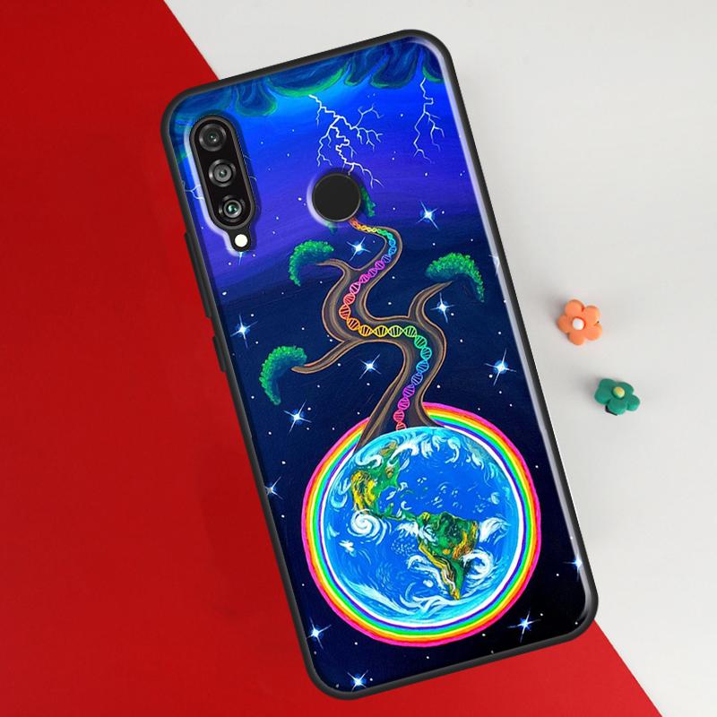 Indie Hippie Art Cover För Huawei P30 Pro P50 P20 P40 Lite P Smart 2021 Nova 5T Fodral For Honor 50 8X 10i