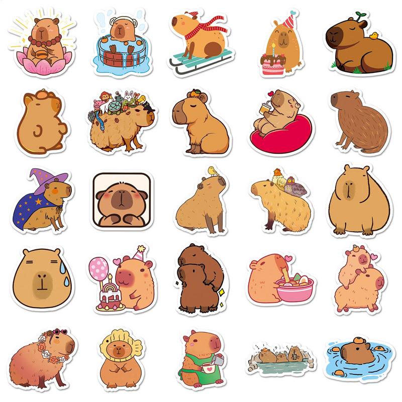 50pcs Capybara Sticker Animal PVC waterproof Print Stickers for Notebooks Water Bottles Laptop Suitcases Kids Capybara Decal