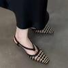 Fashion Fashion Weaving Hollow High-heeled Sandals Women Mixed Color Ankle Strap Buckle Roman Sandals Elegant Kitten Heel High Heels