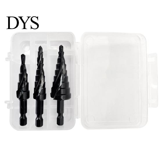 Twist Drills 3Pcs Drill Bits High-Hardness Sharp Spiral Hexagonal Handle Pagoda Combined Set for Workshop Step