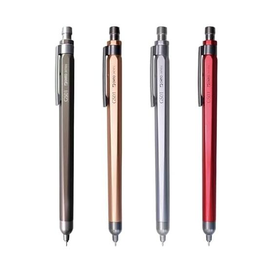 Auto Roller Gel Ballpoint Pen GS01 Red, Quick-Drying Gel Ink, G2 Standard Compatible Refill, Full Metal Body, 0.5mm, Made in Japan PG-105NP Black