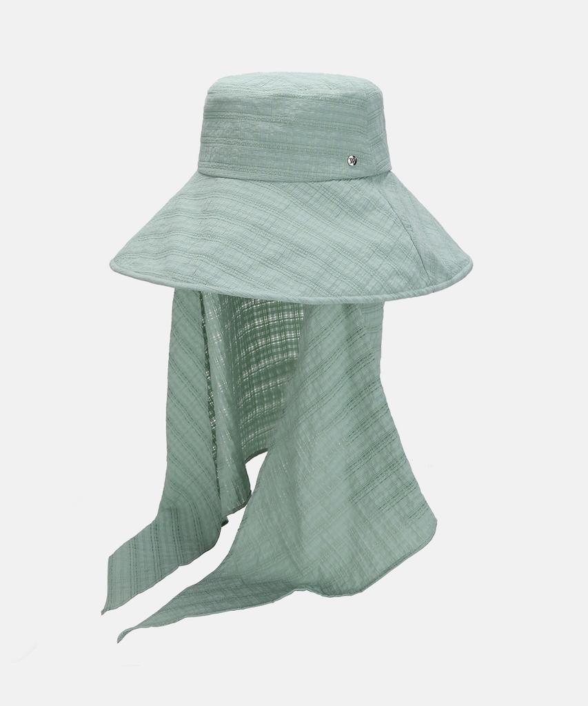 Hwaiteusaenjeu Check Waffle Airy Detachable Sunshade Scarf Floppy Hat Robain (5 Colors)