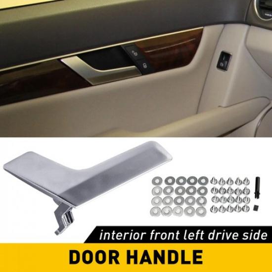 Matte Silver Left Driver Side Interior Door Handle Repair Kit For Benz C250 C300