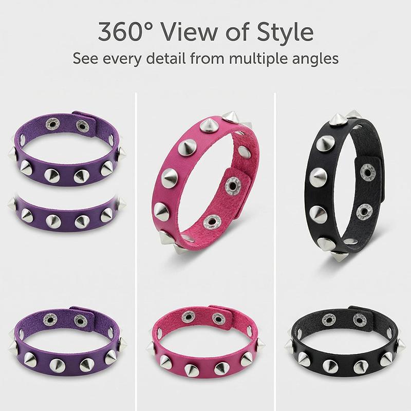 Fashion Spike Bracelet Punk Faux Leather Bracelets Goth Girl Bangle Studded Rock Wristband For Women Men Jewelry
