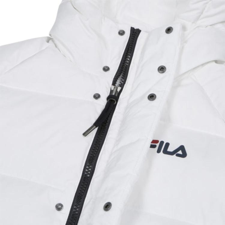 FILA Long Warm Hooded Down Jacket Unisex outerwear White FS2DJC4002X-OWH