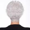 Women’s Short Silver White Wig with Side Bangs Fluffy Flipped Style Synthetic Hairpiece
