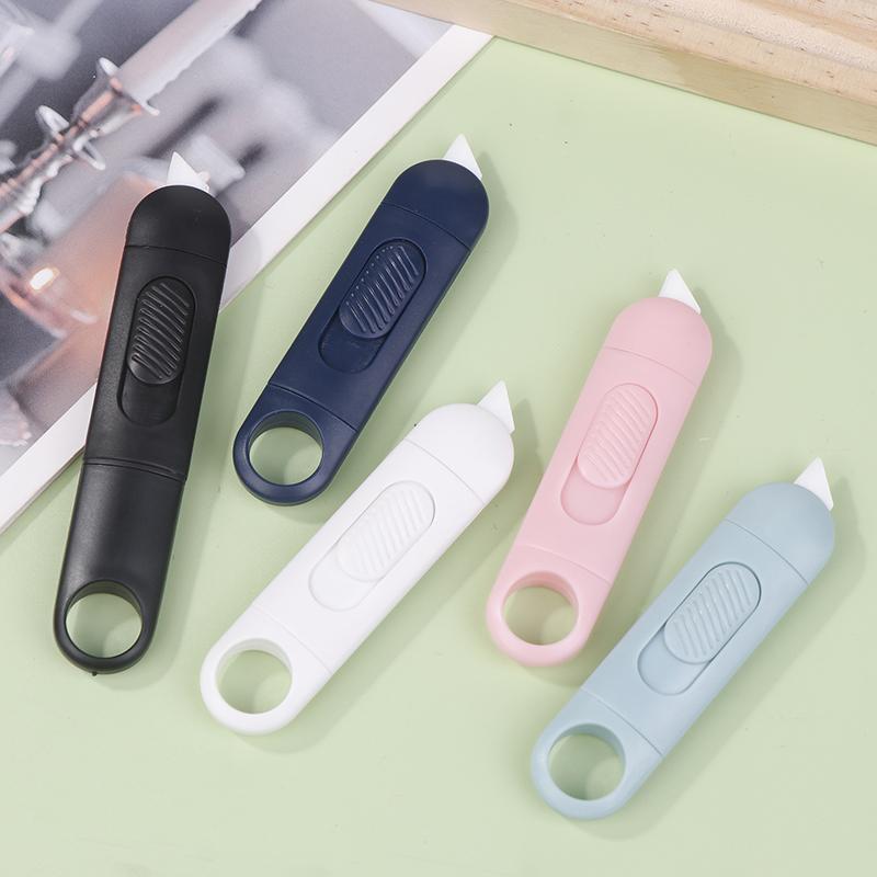 Portable Mini Ceramic Utility Knife, Safe Blades Box Packaging Opener Cutting Tools With Keychain Hang Hole, Locks Into Position