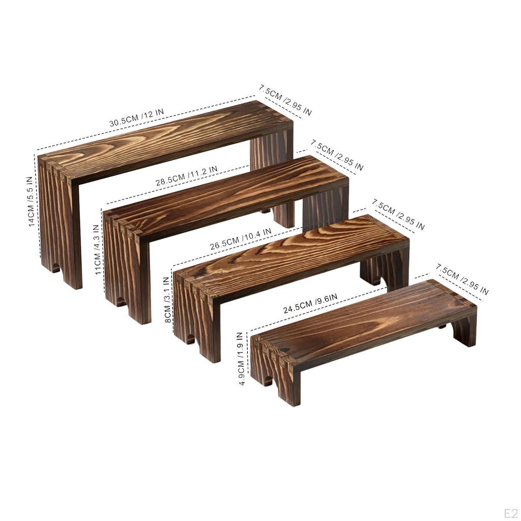 4Pcs Wood Cupcake Stand Stackable Perfume Organizer Display Stands for Dessert Handbag Show Retail