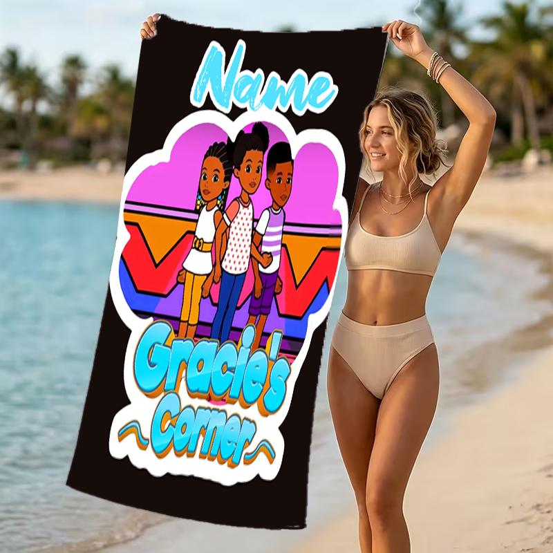 Customizable personalized beach towels Gracies Corner themed designs.Suitable for the beach, yoga, sports;ideal as beach accessories