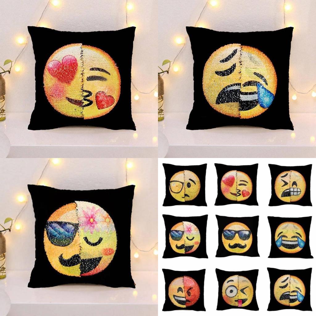 Colorful Double-sided Emoji Mermaid Sequin Pillowcase For Cozy Home Decor