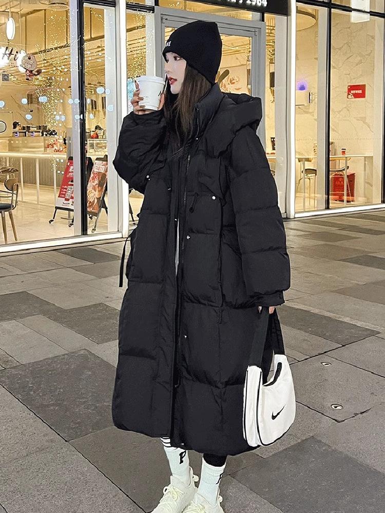 

Down jacket women s medium and long models 2025 new winter fashion casual thickened cotton-padded clothes 4xl чорний