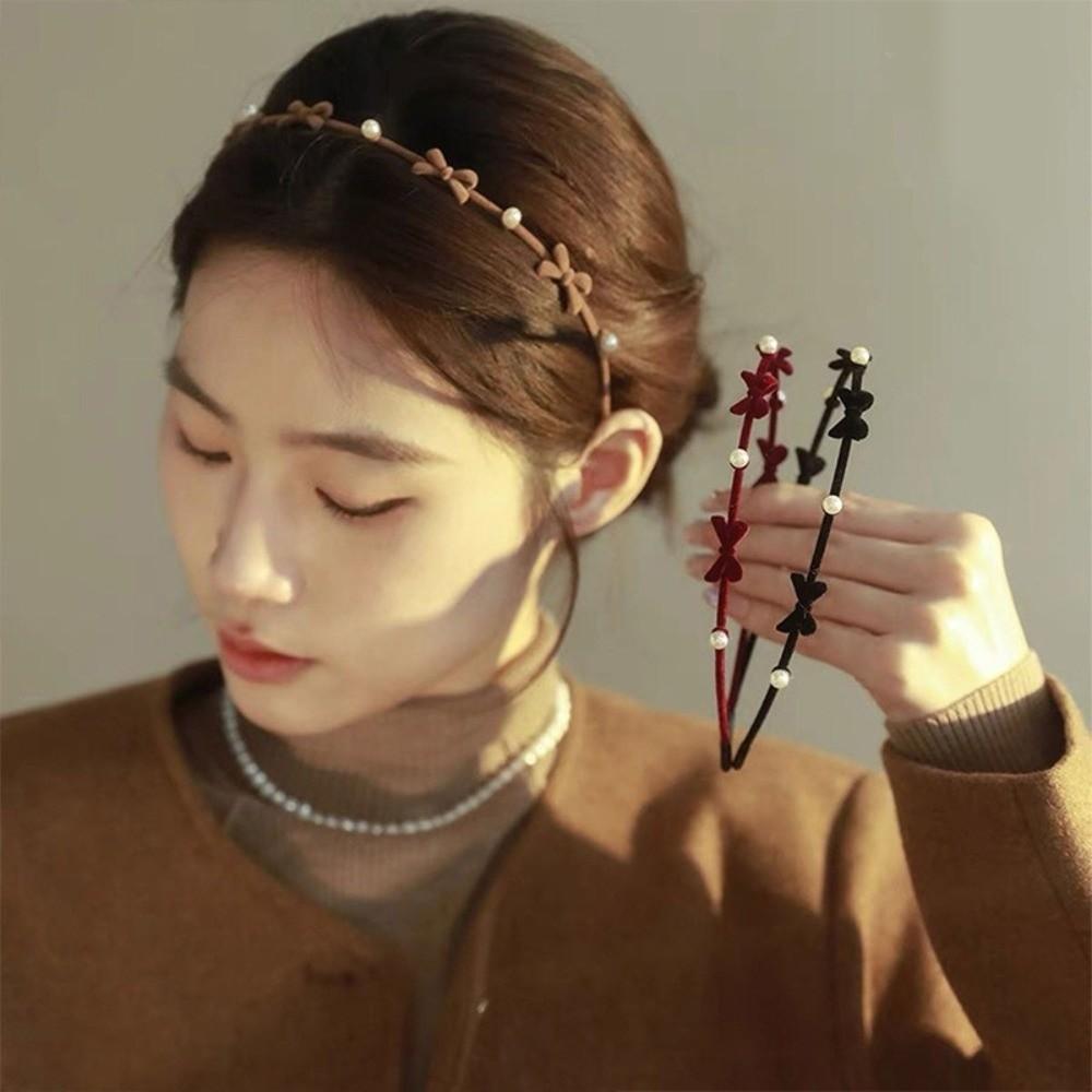 Zinc Zinc Alloy Flower Headband Plush Women Hair Hoop Exquisite Bow Hairband  Ladies