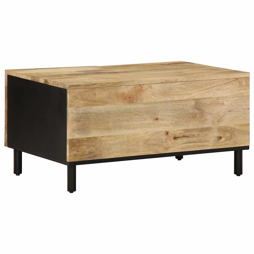 Stolik kawowy, czarny, 80x50x40 cm, lite surowe drewno mango