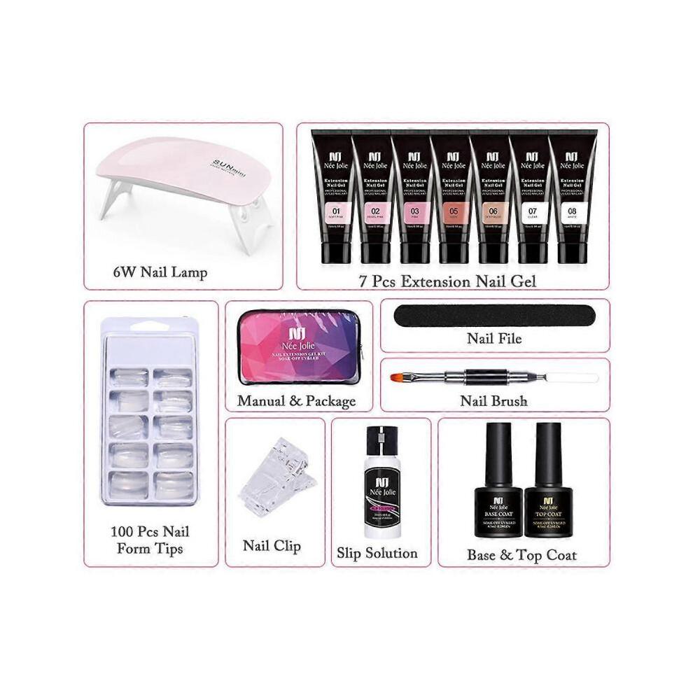 Polygel Nail Kit with Uv Light Quick Nail Extension Gel Builder Professional Easy Polygel Kit for Starter And Nail Technician