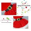 Festive Dog Dress Santa Claus Costume Red Mesh Skirt Christmas Gold Velvet Fabric Pet Clothing Party Birthday New Year Dress Up
