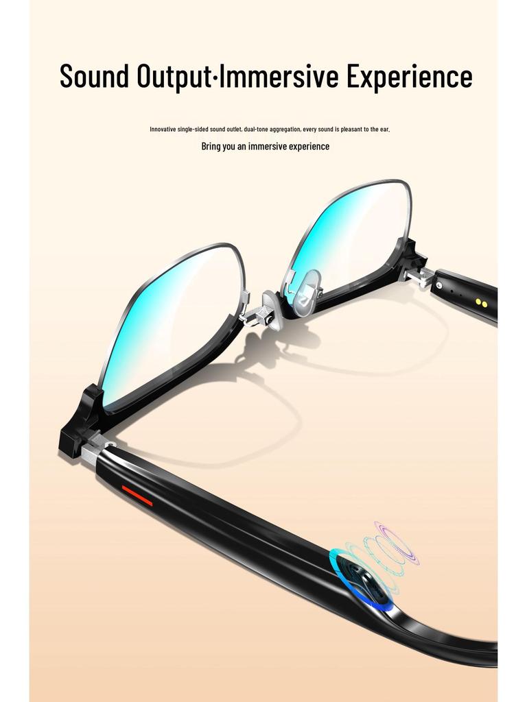 Multi-Function Smart Bluetooth Glasses: Anti-Blue Light Sunglasses, Headphone, Voice Translation, Music & Call Features, Interchangeable Lenses.