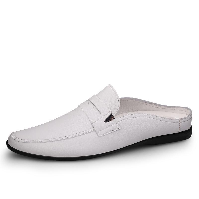 Z2001 Men s Leather Closed-Toe Slip-On Mules for Spring/Summer 44