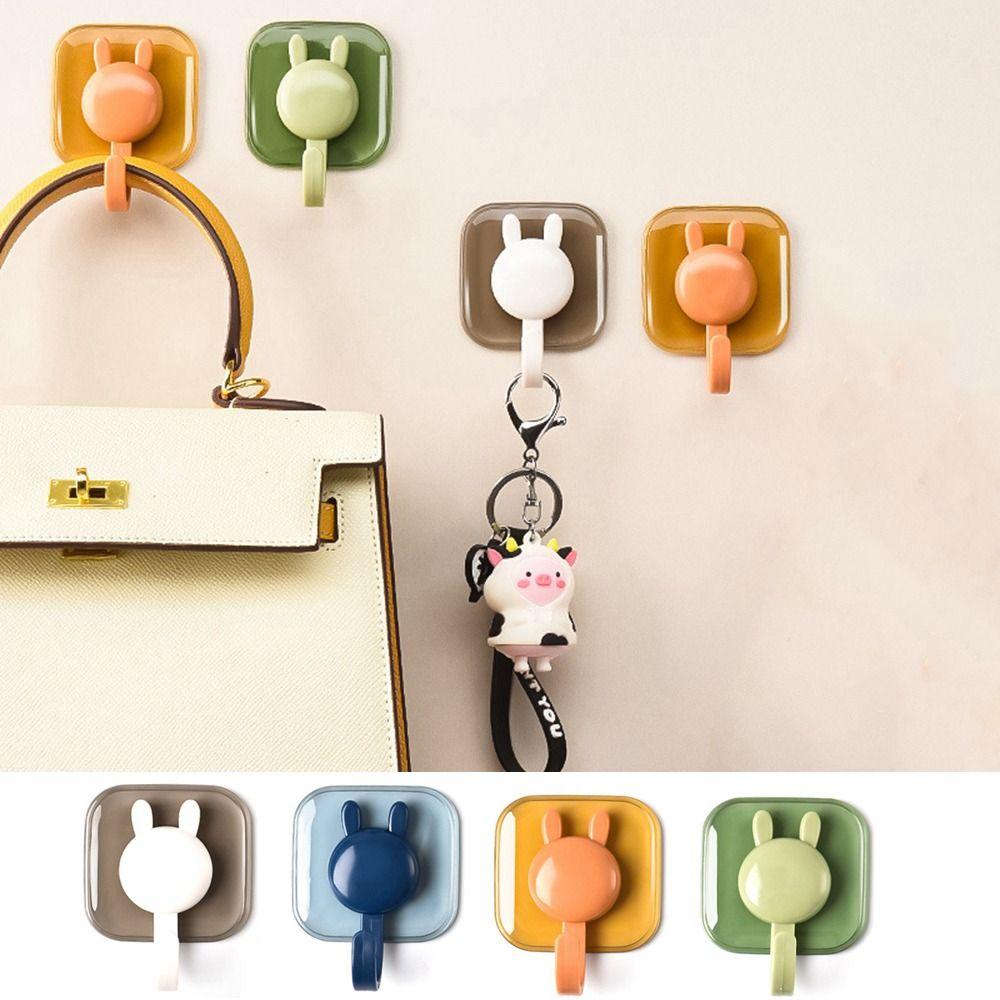 

Punch-free Wall Hook Plastic Storage Hook Cartoon Rabbit Hook Living Room